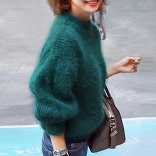 Angora Blend Solid Knit Sweater