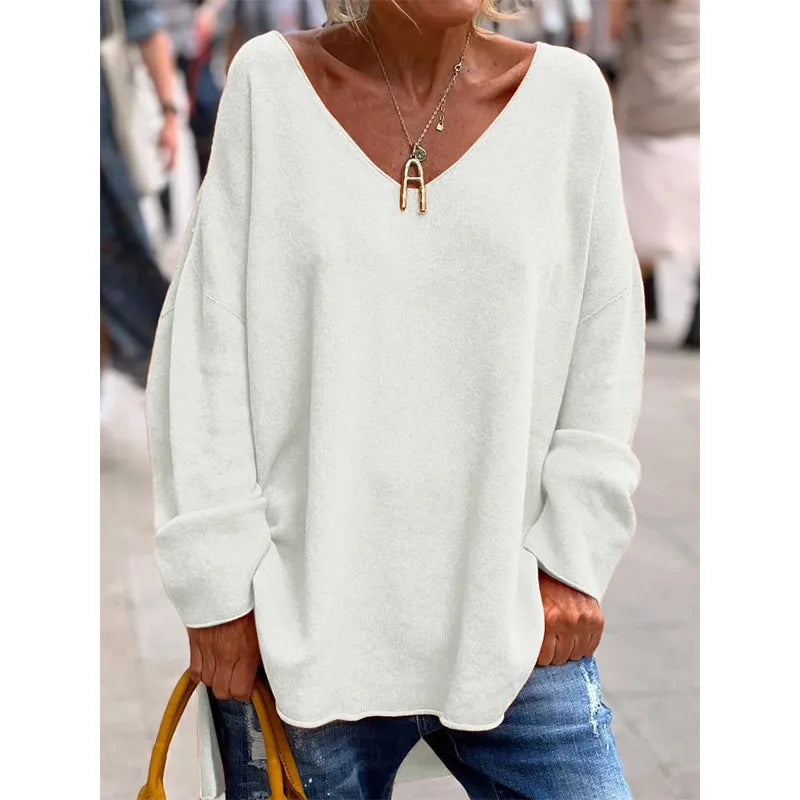 Relaxed Fit V-Neck Blouse