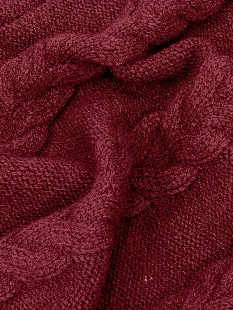 Chunky Cable Knit Turtleneck Dress