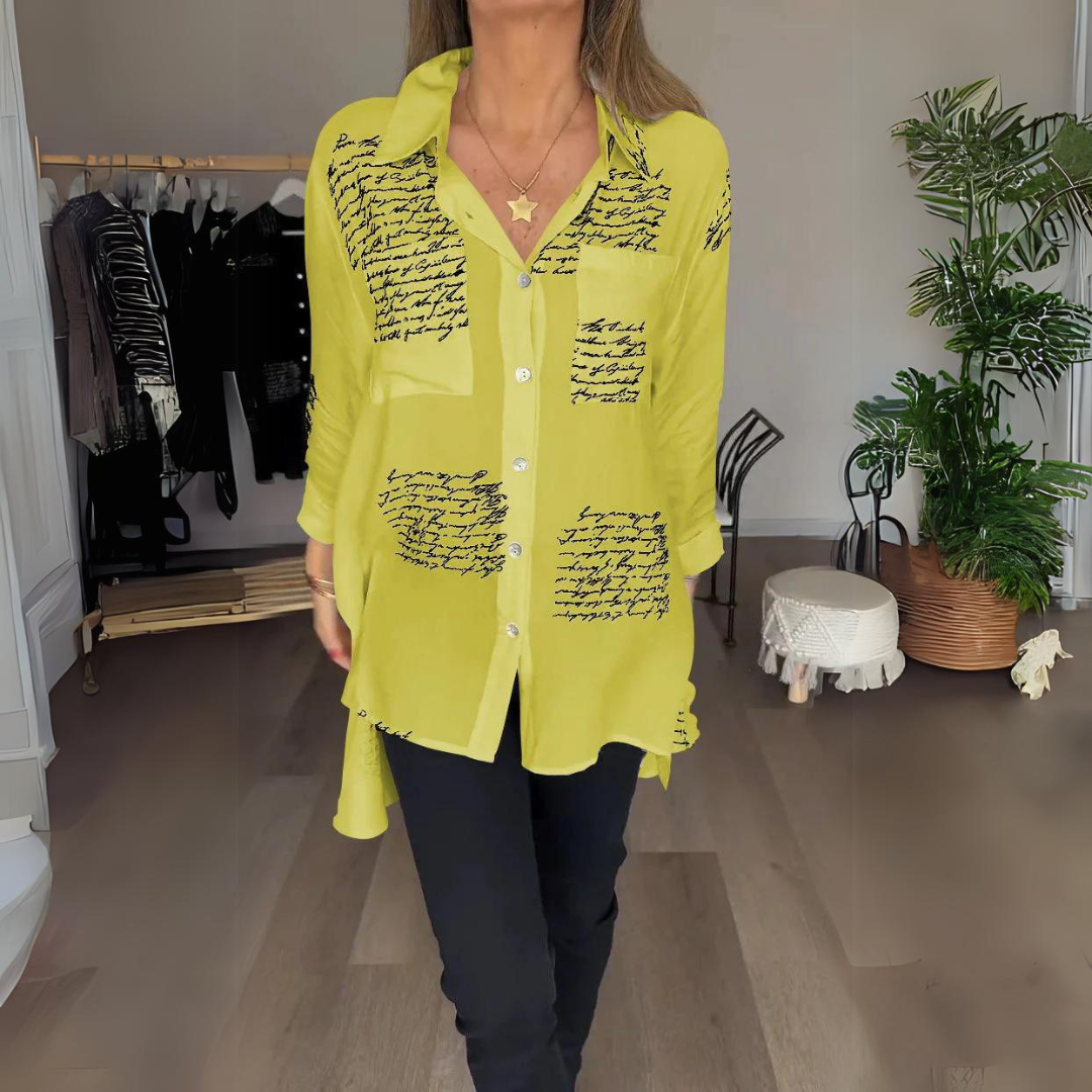 Tiemona — Script Print Button-Up Shirt