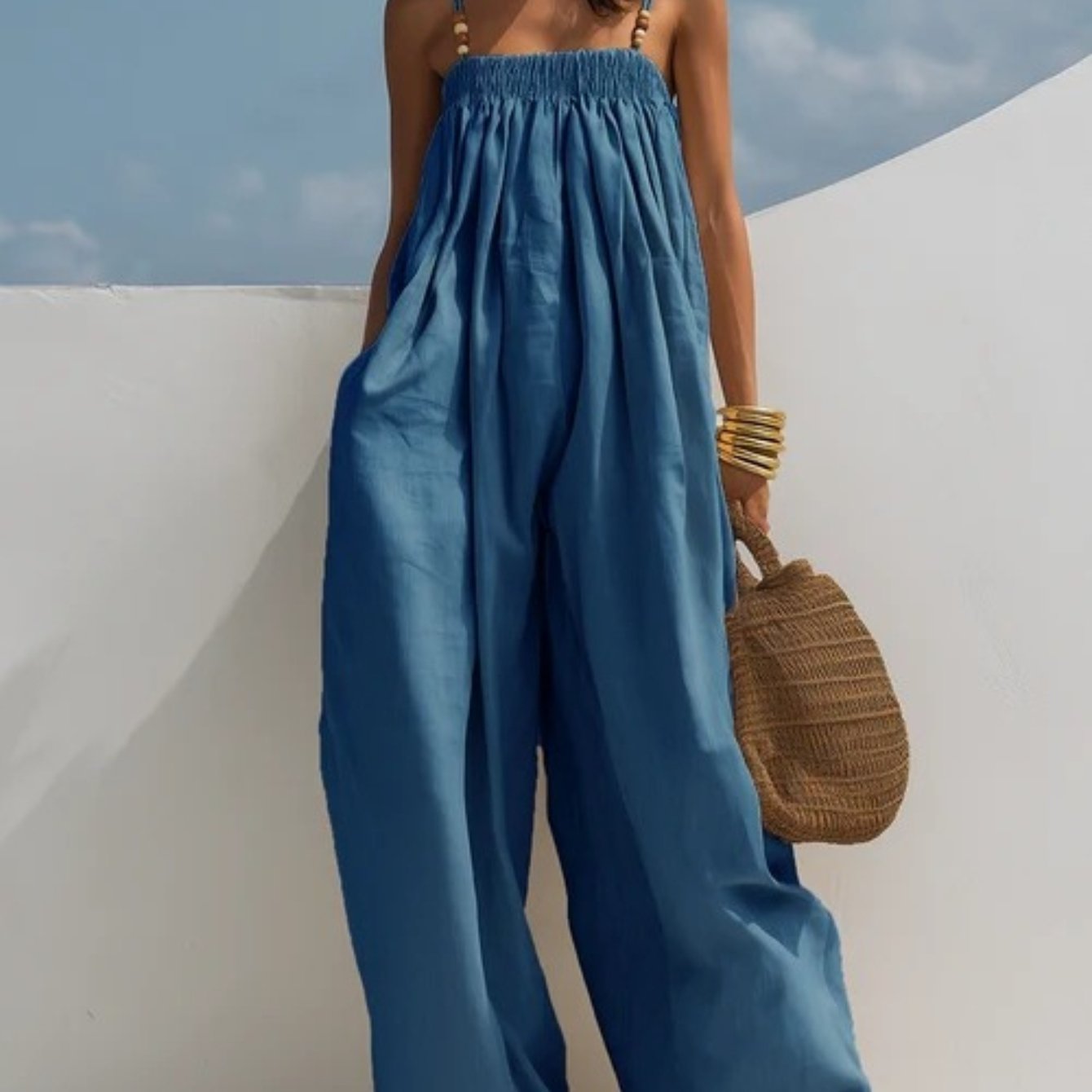 Denim Wide-Leg Jumpsuit