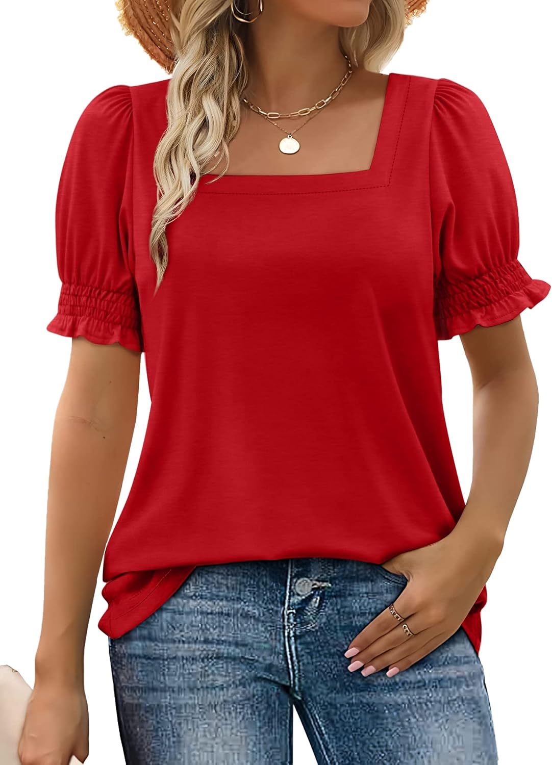 Monica — Smocked Square Neck Top