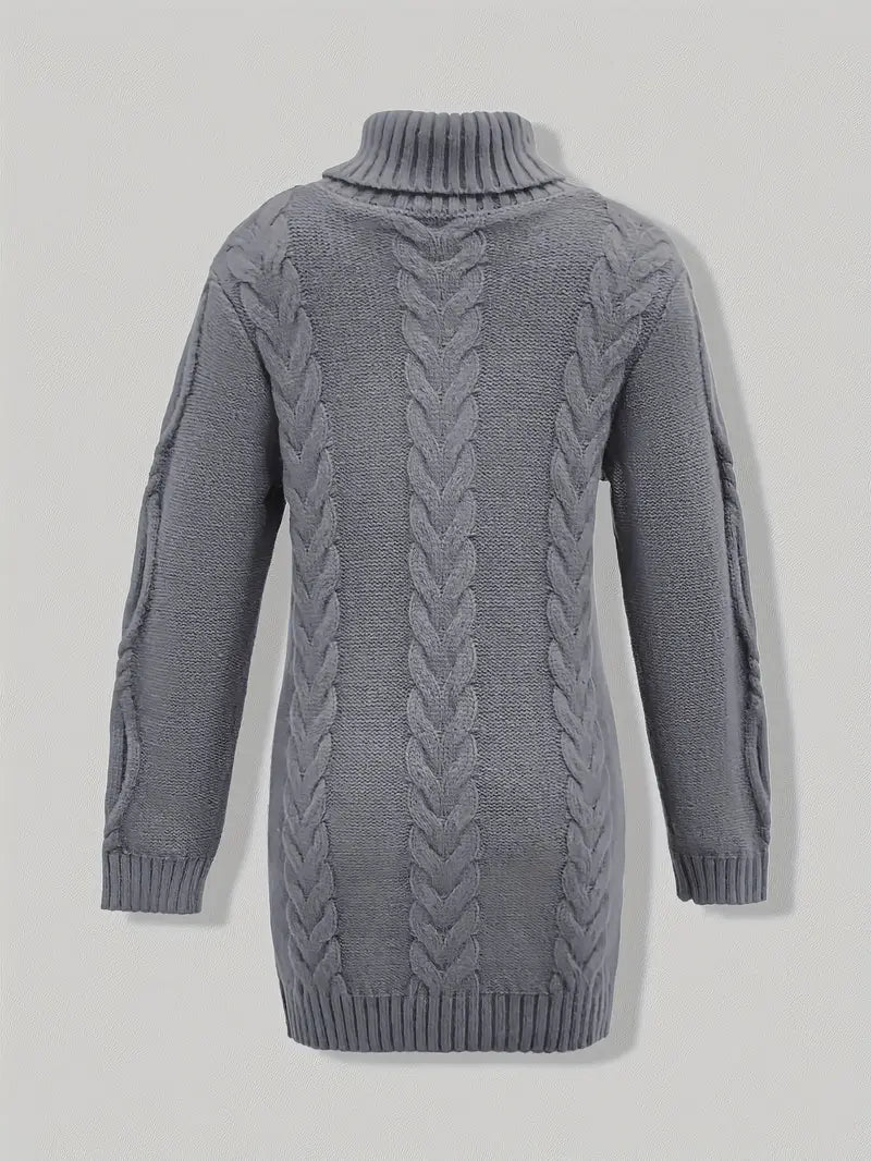 Chunky Cable Knit Turtleneck Dress