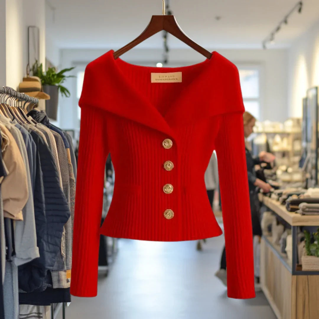Wide Collar Button-Down Cardigan