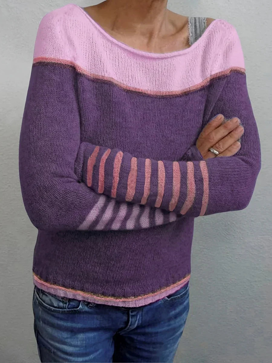 Long Sleeve Striped Knit Sweater