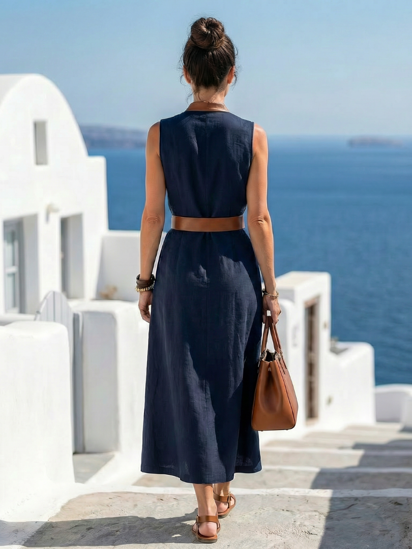 Myra — Contrast Line Midi Dress