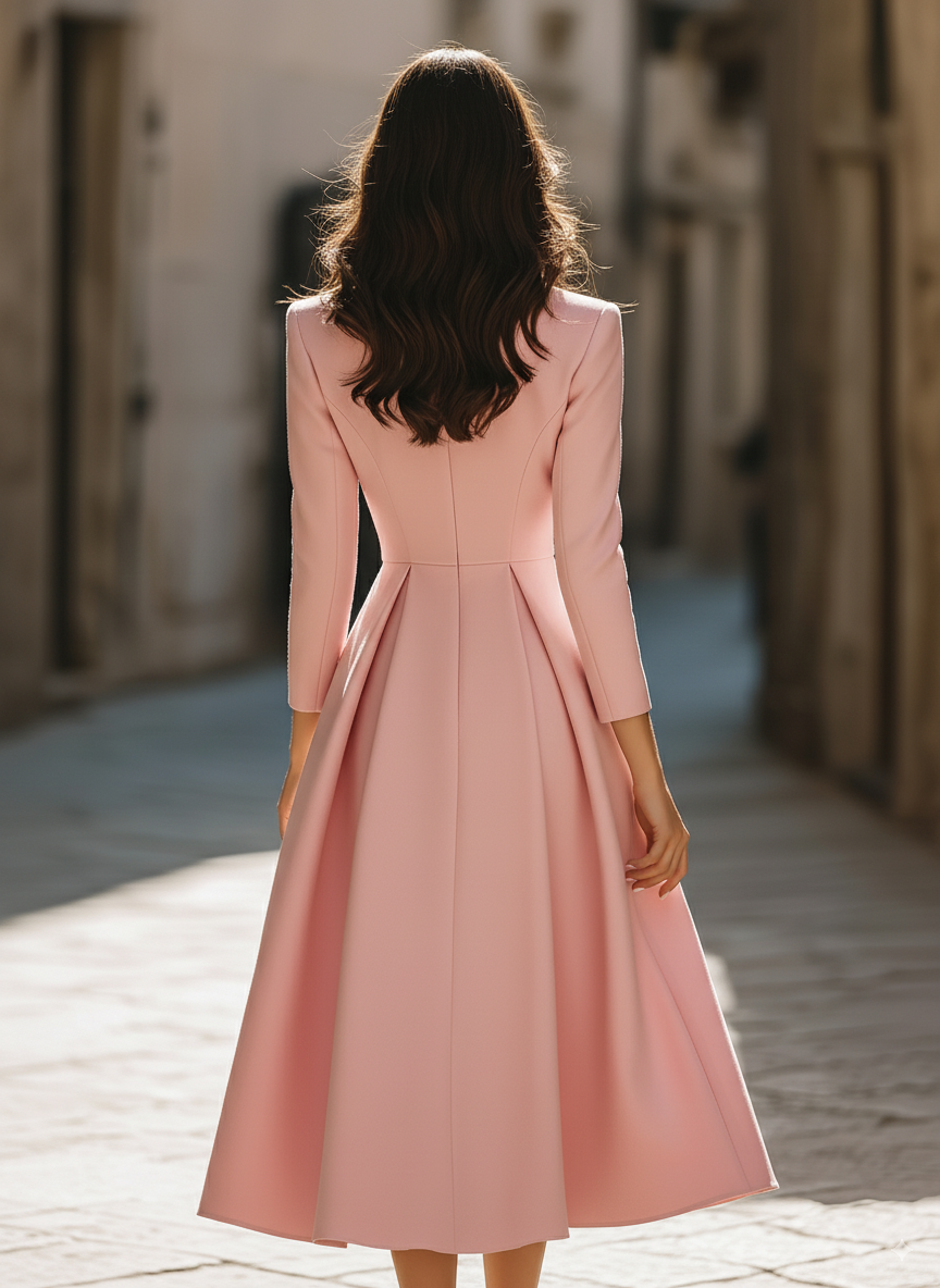 Pleated Blazer Midi Dress