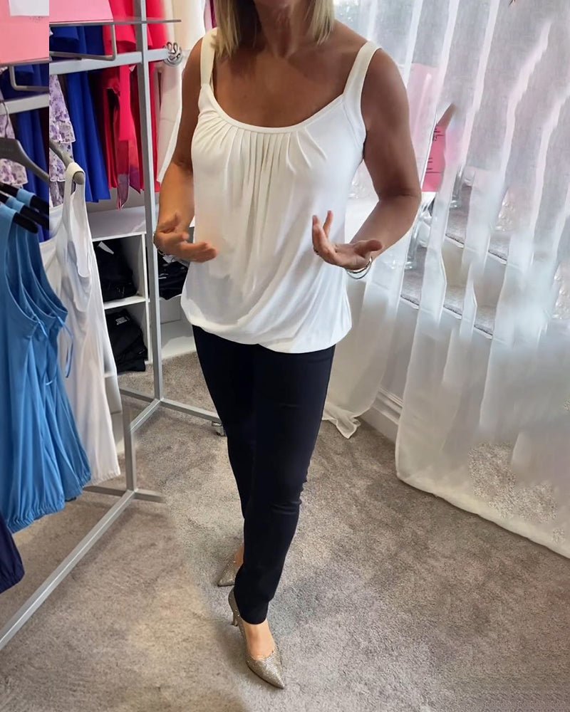 Vangie — Sleeveless Pleated Top