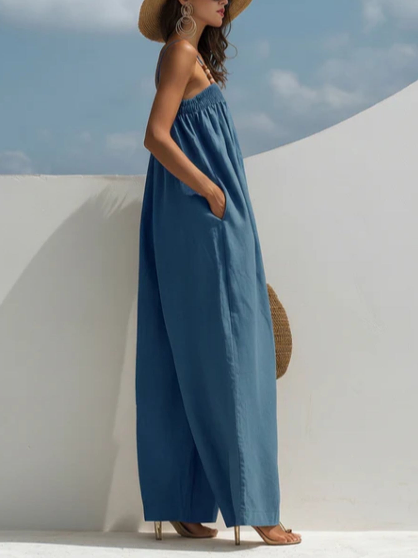 Denim Wide-Leg Jumpsuit