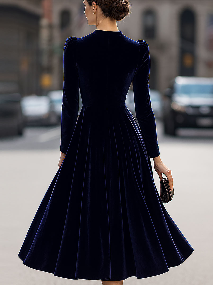 Velvet Long Sleeve Midi Dress