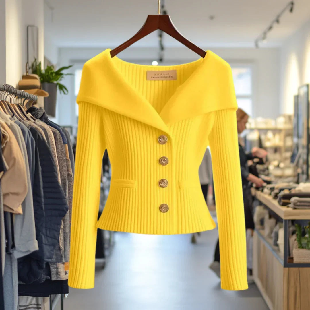 Wide Collar Button-Down Cardigan