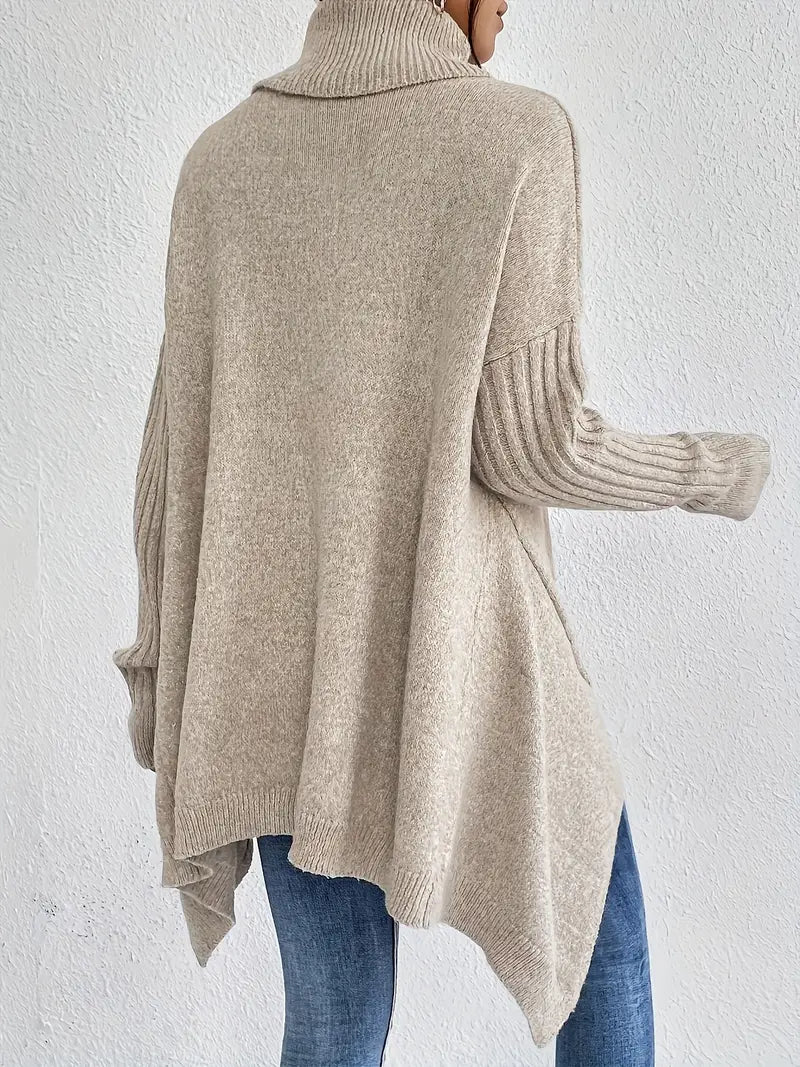 Long Ribbed Turtleneck Sweater