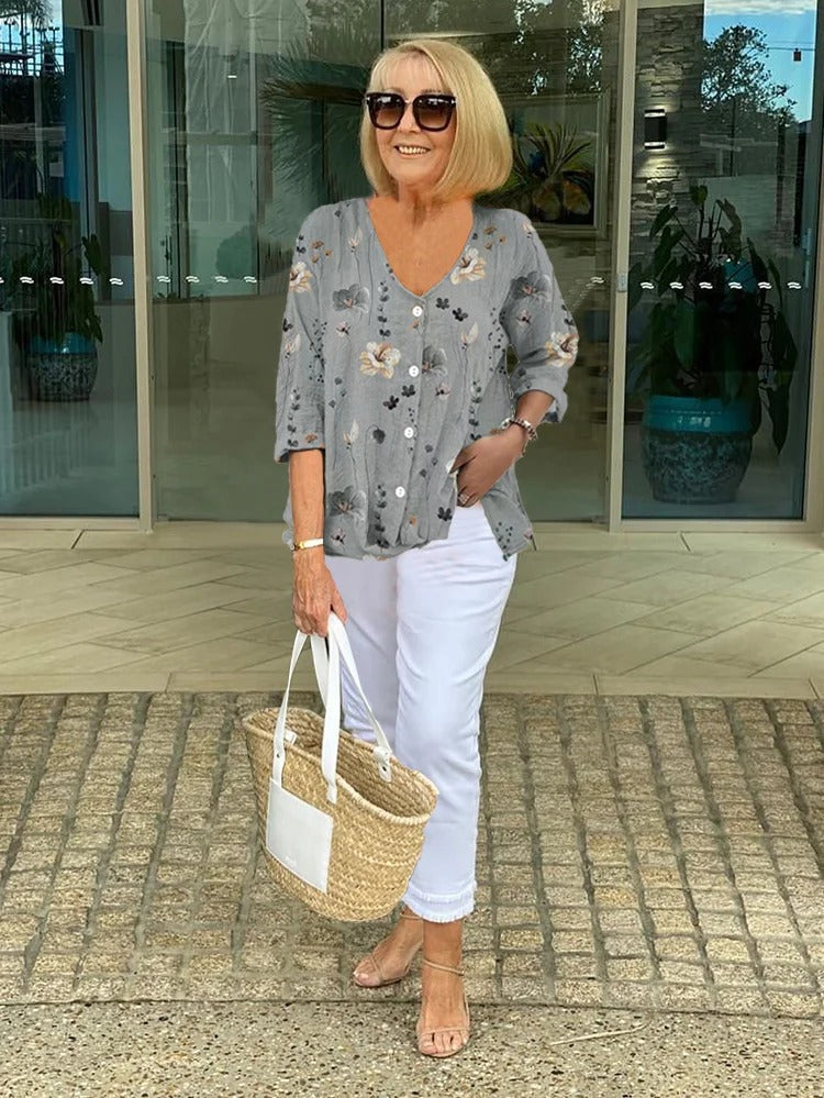 Joanne — Printed Button Tunic