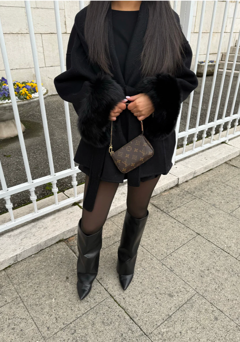 Faux Fur Collar Wool Coat