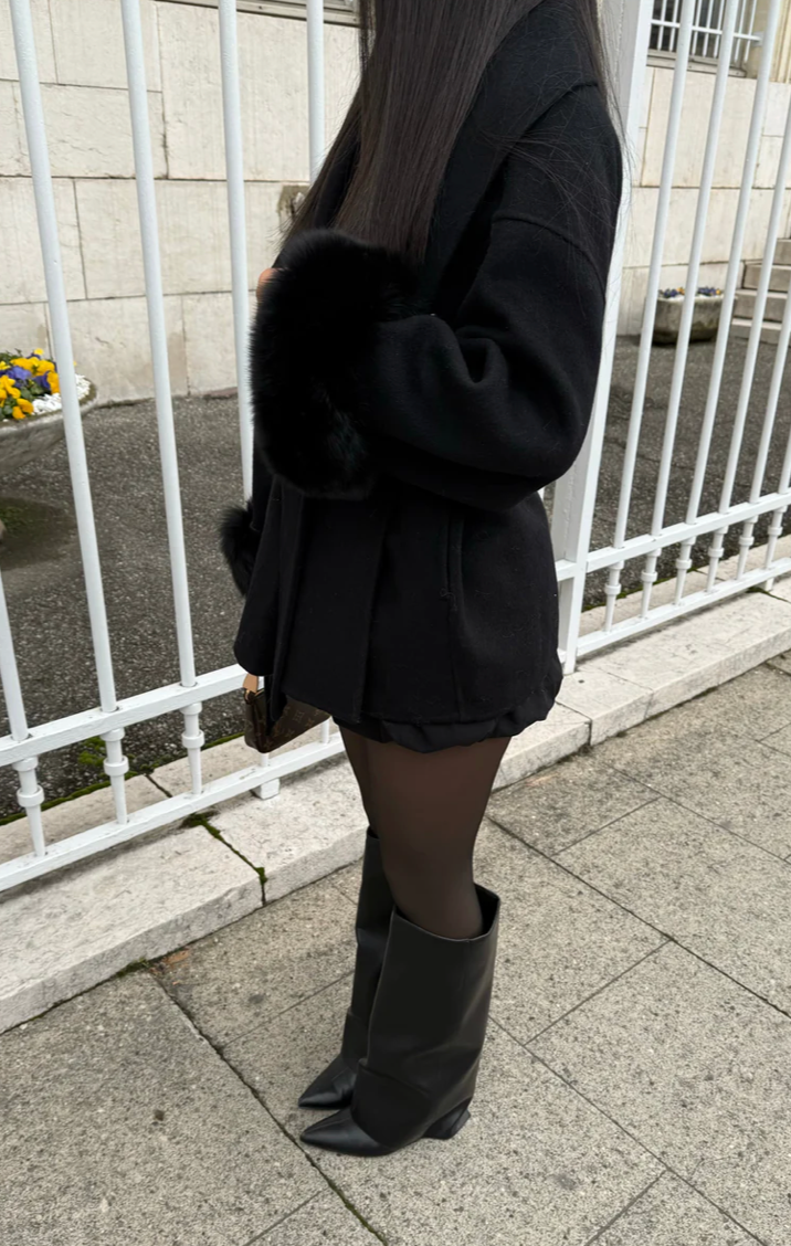 Faux Fur Collar Wool Coat