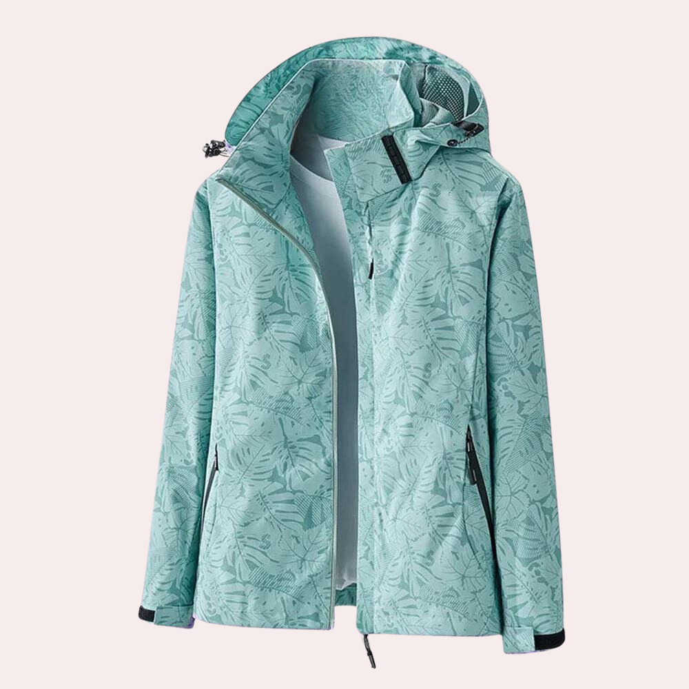 Patterned Zip-Up Rain Jacket
