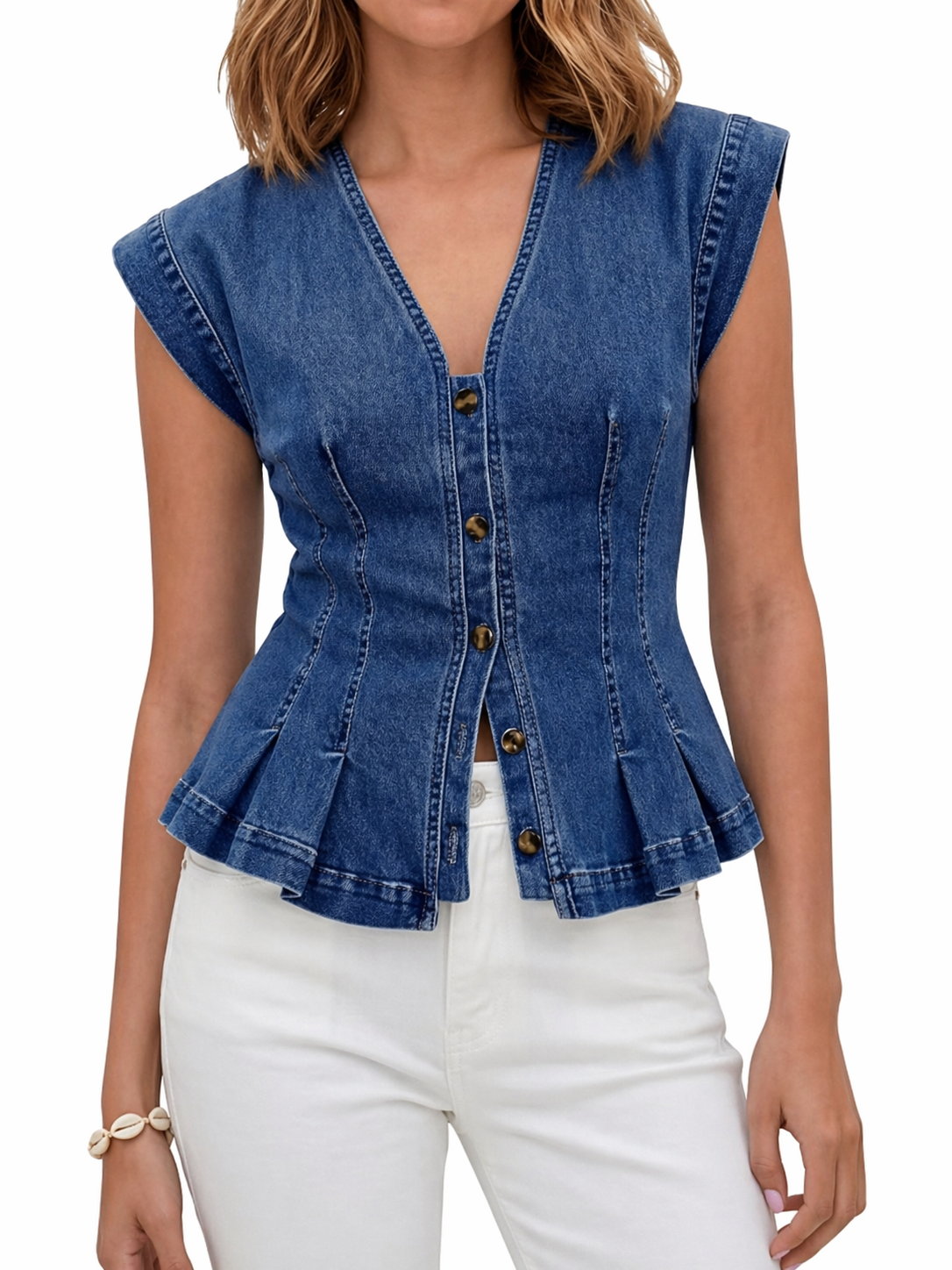 V-Neck Denim Top