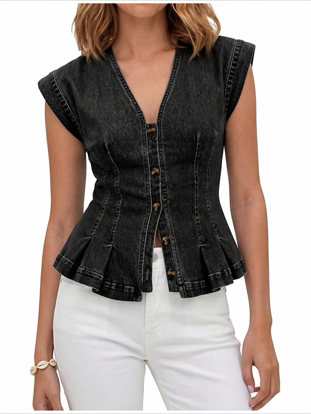 V-Neck Denim Top