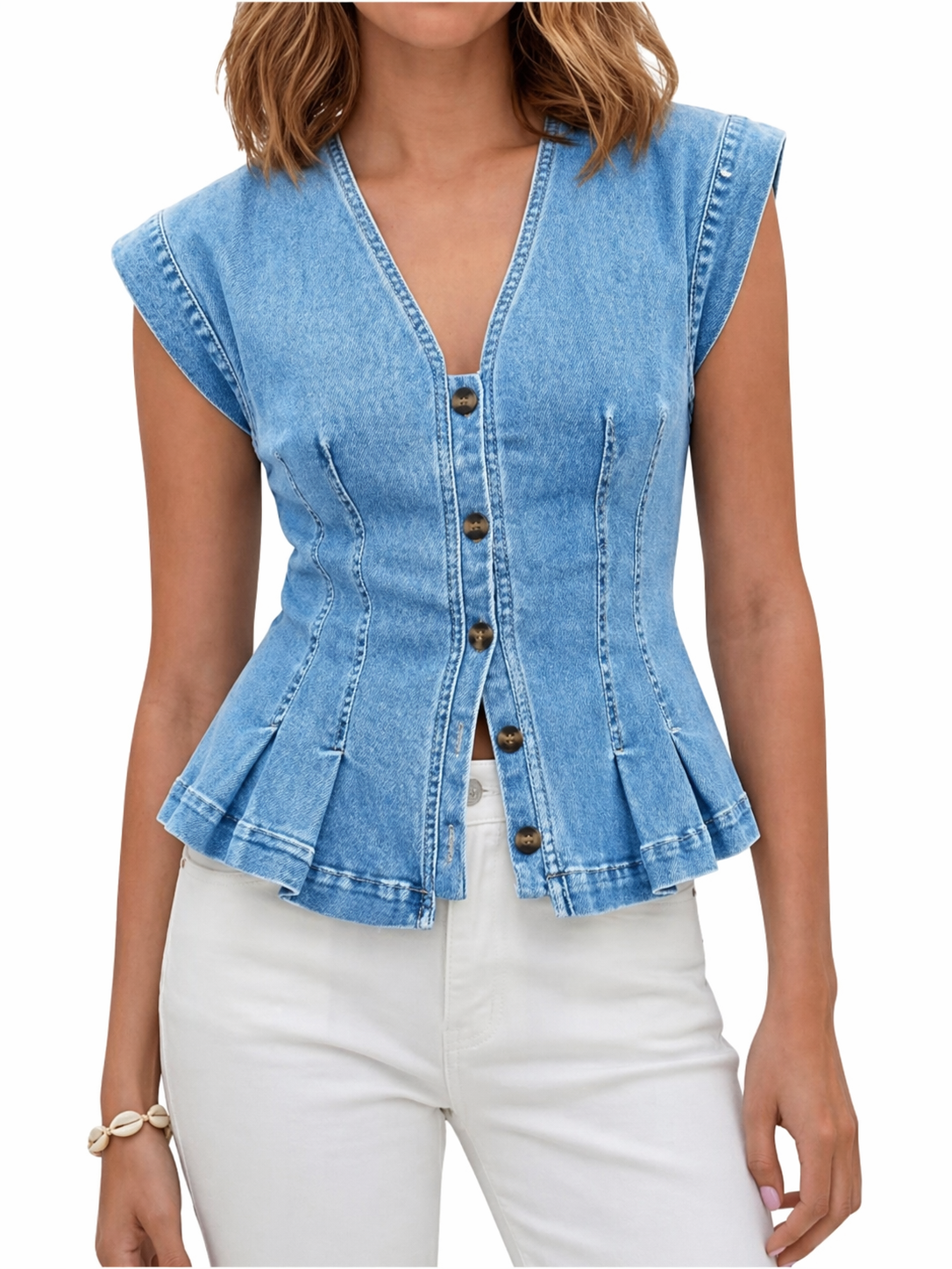 V-Neck Denim Top