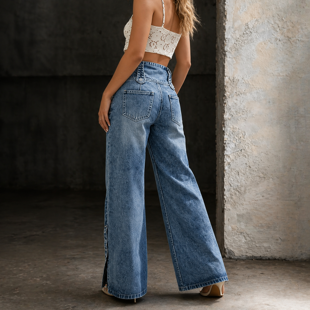 High Waist Slit Jeans