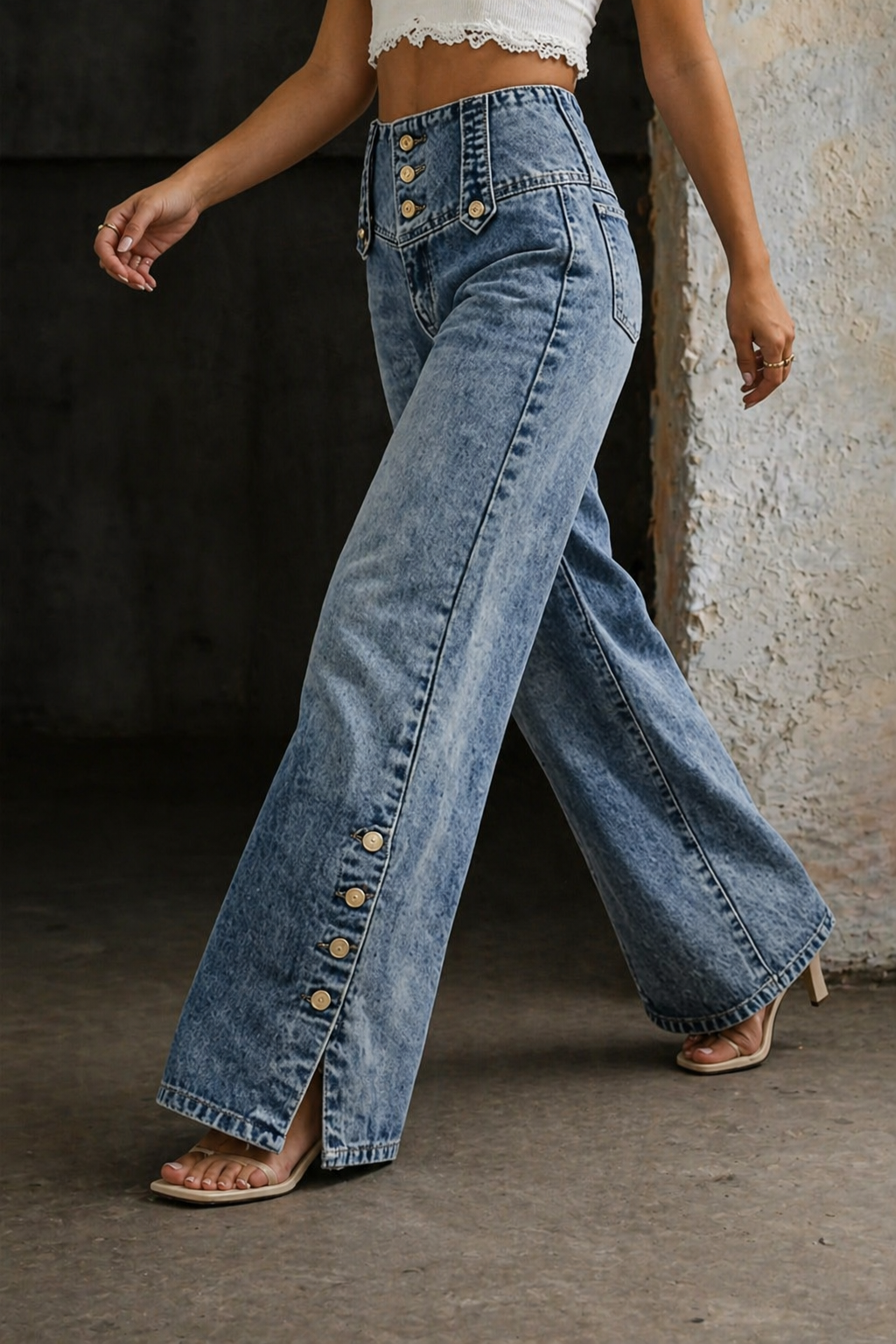 High Waist Slit Jeans
