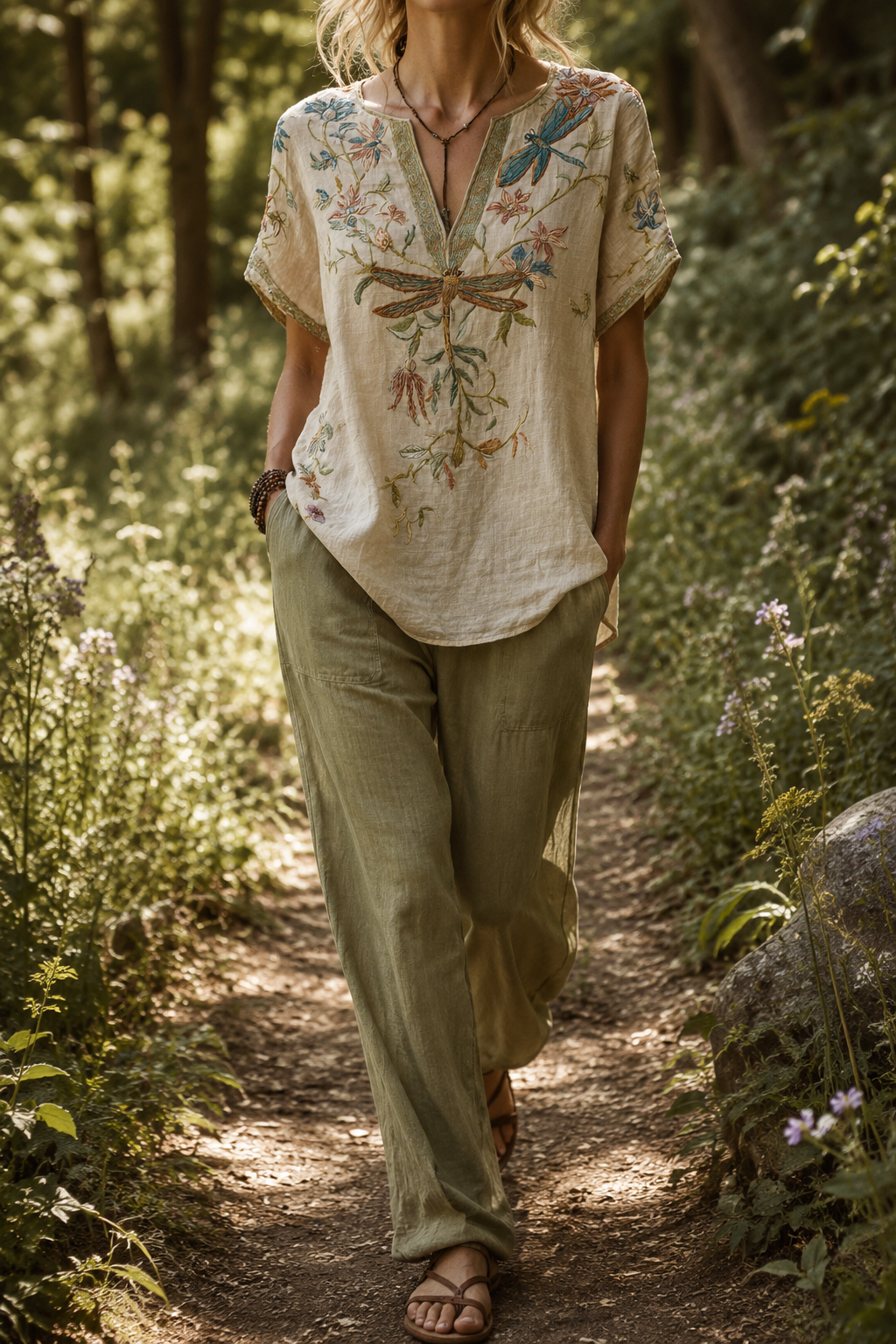 Bryony — Embroidered Linen Blouse