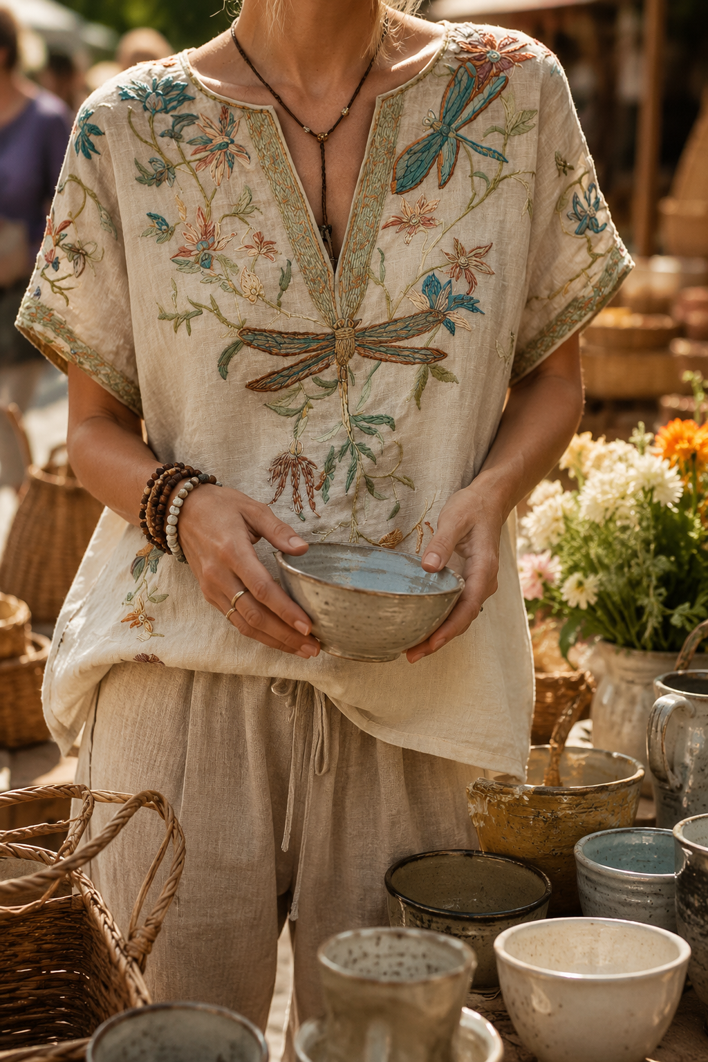 Bryony — Embroidered Linen Blouse