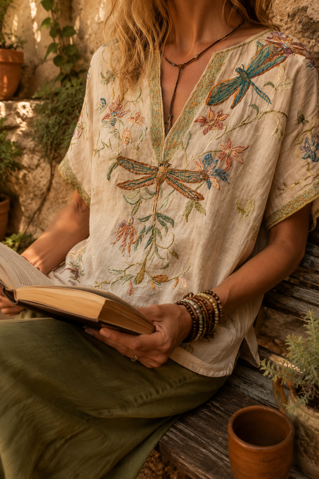 Bryony — Embroidered Linen Blouse