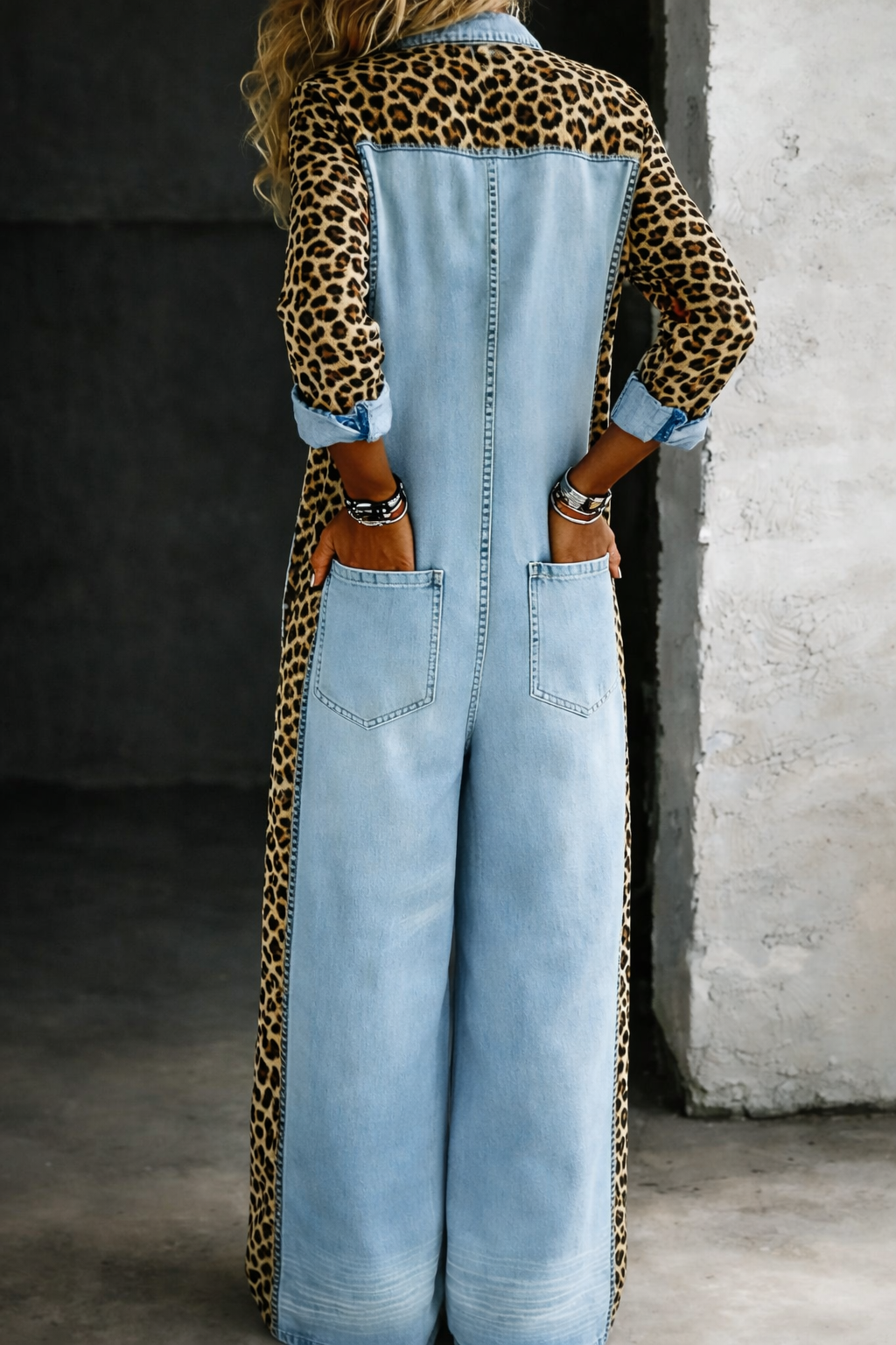 One Piece Denim Shirt Jumpsuit