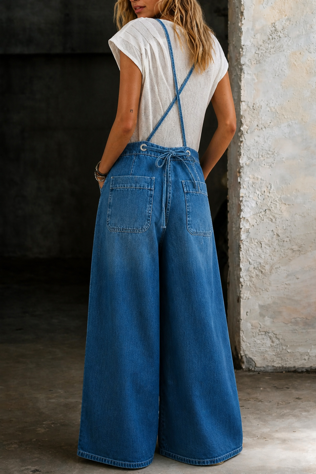 Wide Leg Suspender Jumpsuit