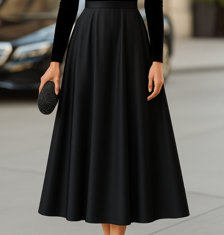 Velvet and Satin Midi Dress