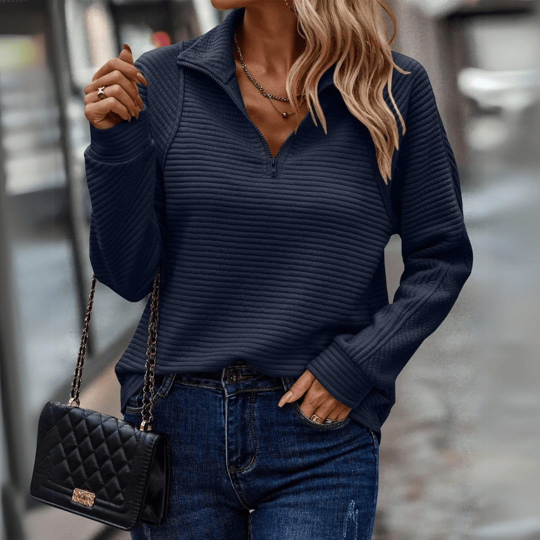 Jenica — Textured Half-Zip Pullover