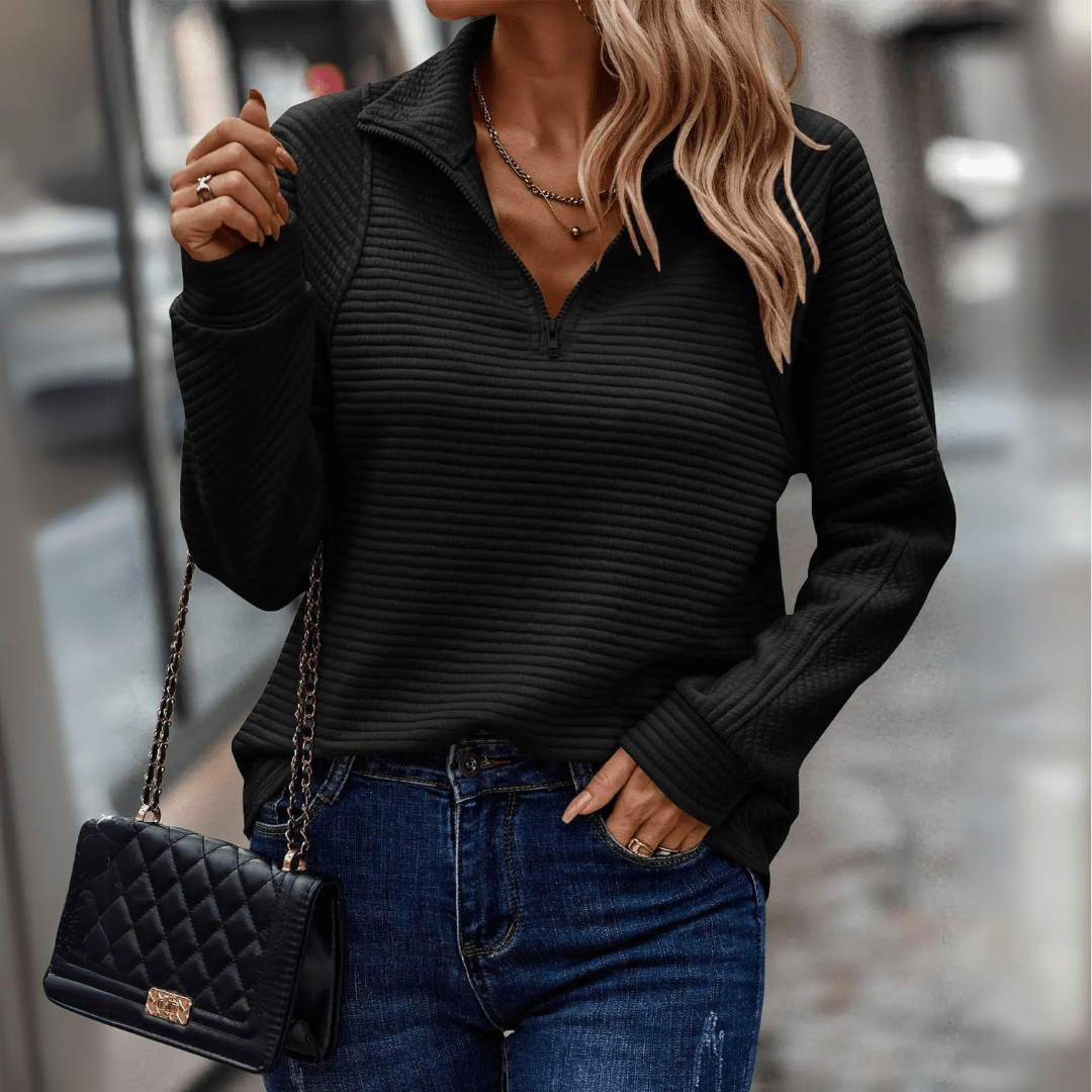 Jenica — Textured Half-Zip Pullover