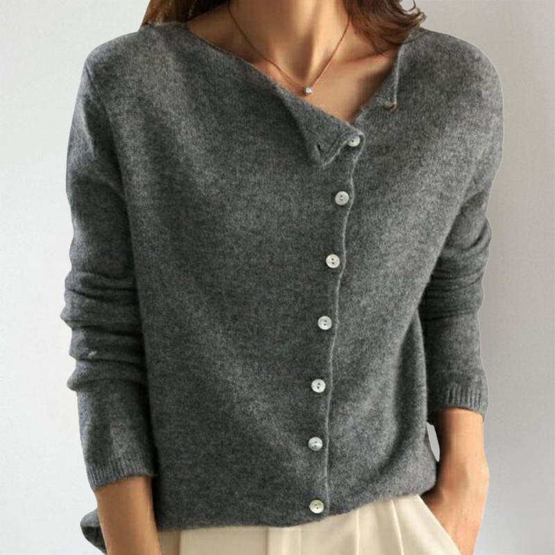 Asymmetric Button Cardigan