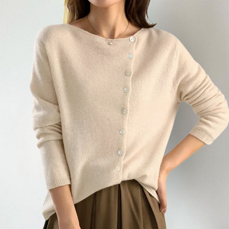 Asymmetric Button Cardigan