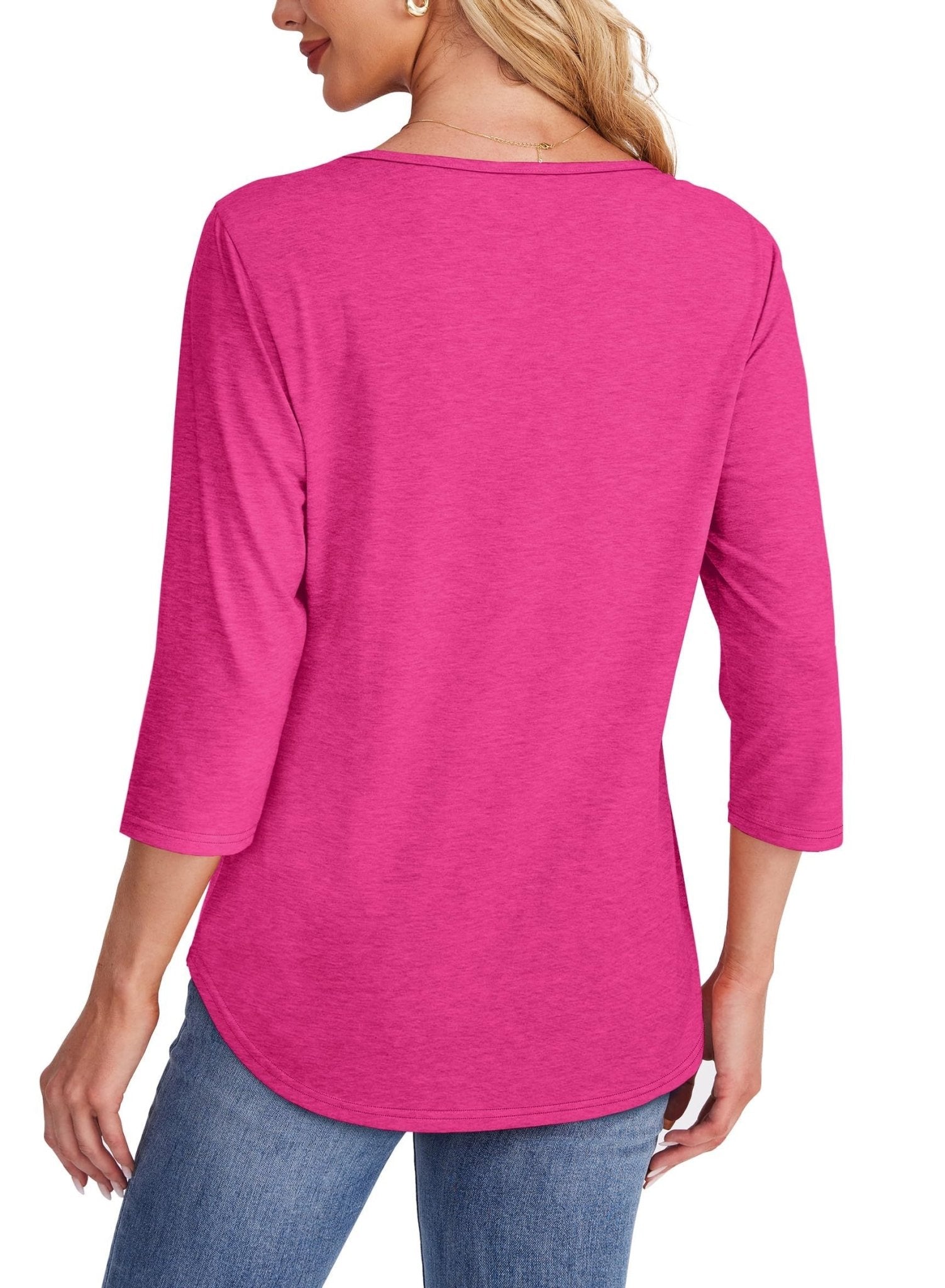 Mona — Pleated Three-Quarter Sleeve Top