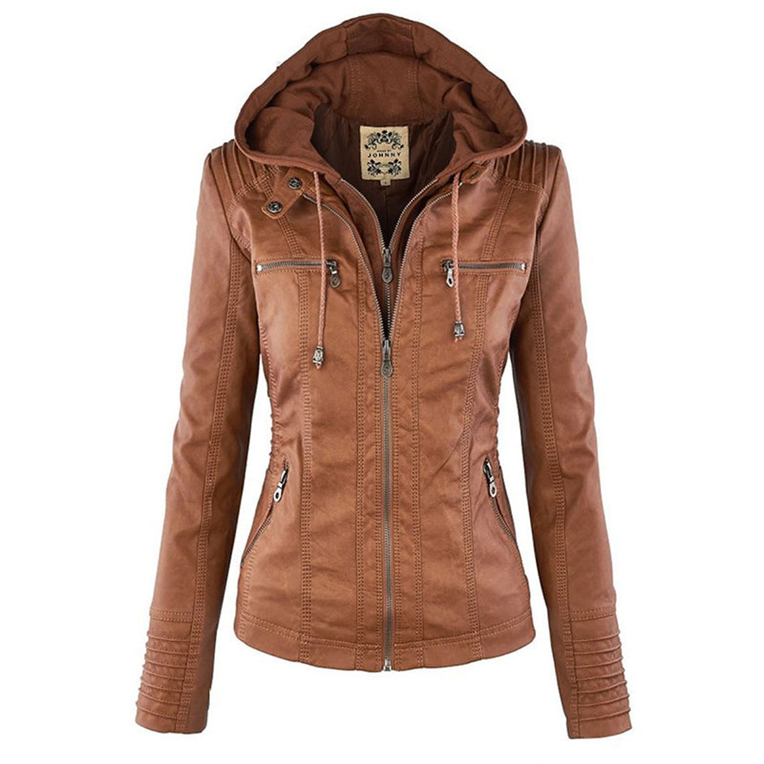 Hooded Zip-Up Biker Jacket