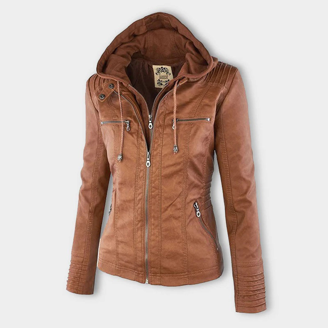 Hooded Zip-Up Biker Jacket