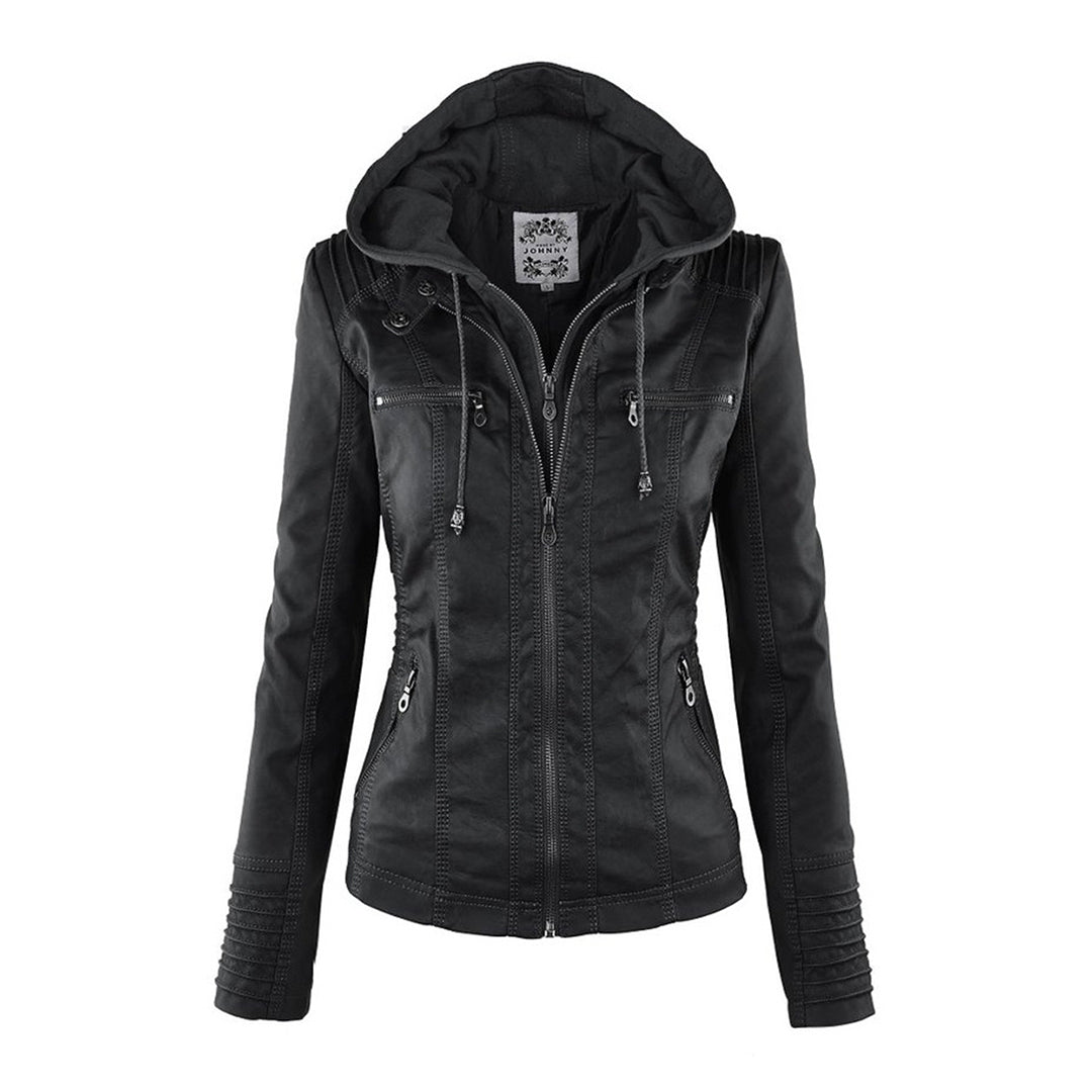 Hooded Zip-Up Biker Jacket