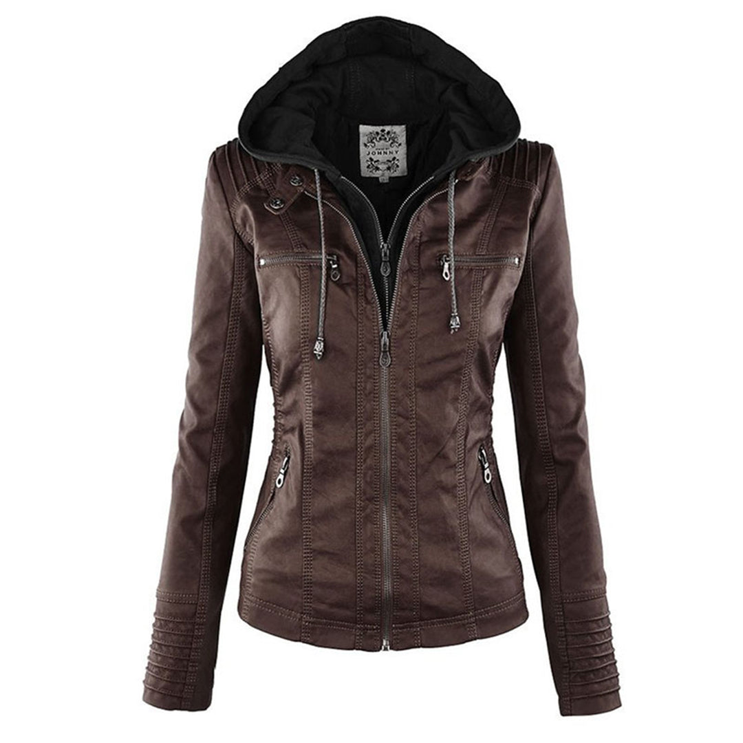 Hooded Zip-Up Biker Jacket