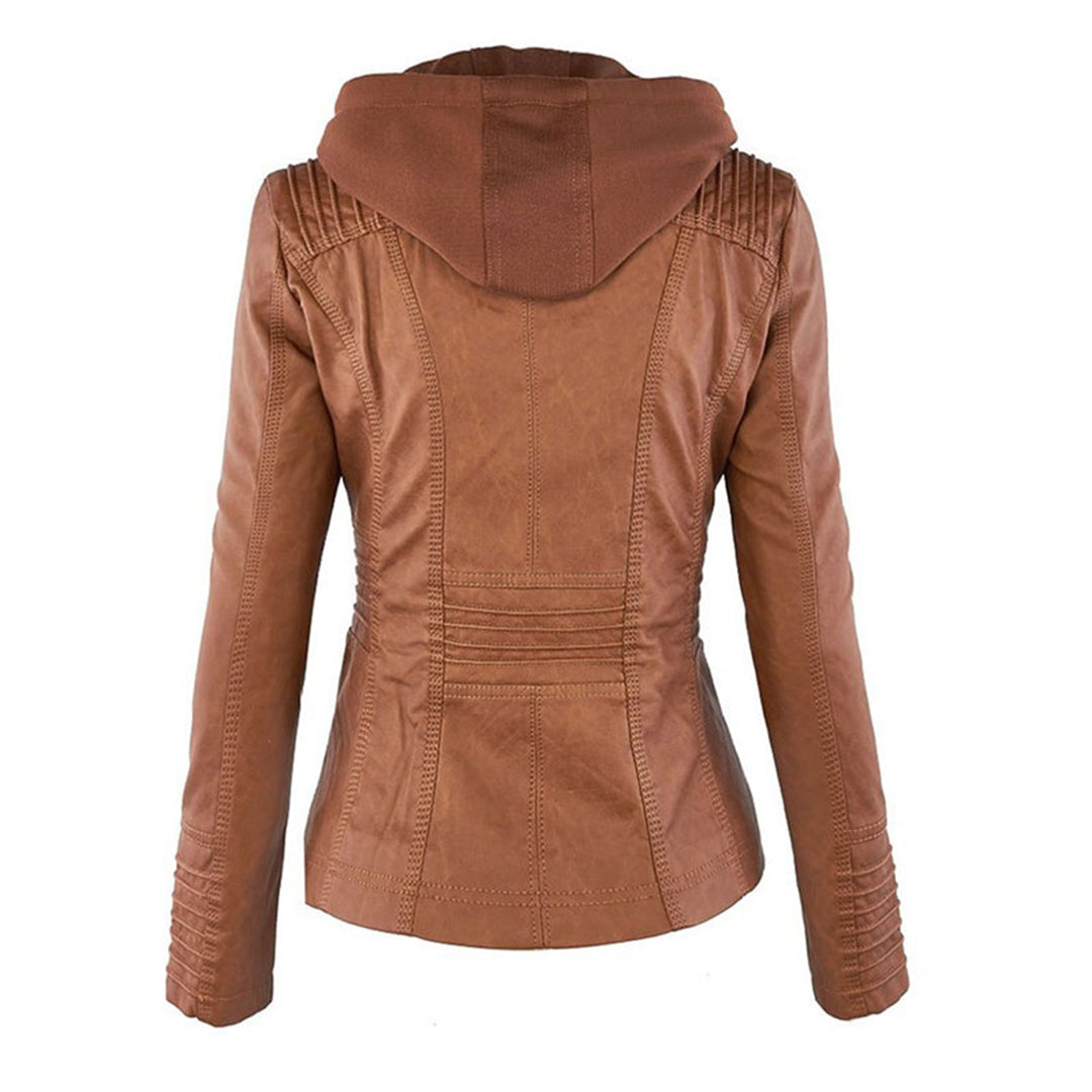 Hooded Zip-Up Biker Jacket