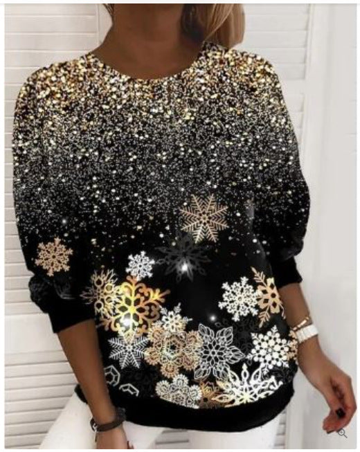 Snowflake Print Pullover