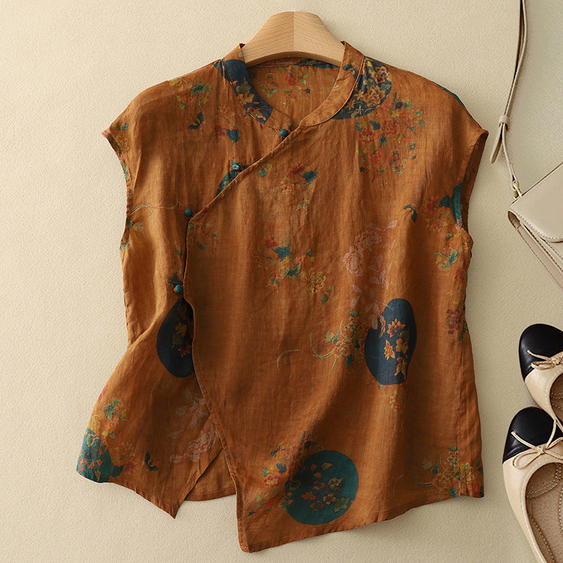 Floral Print Linen Top