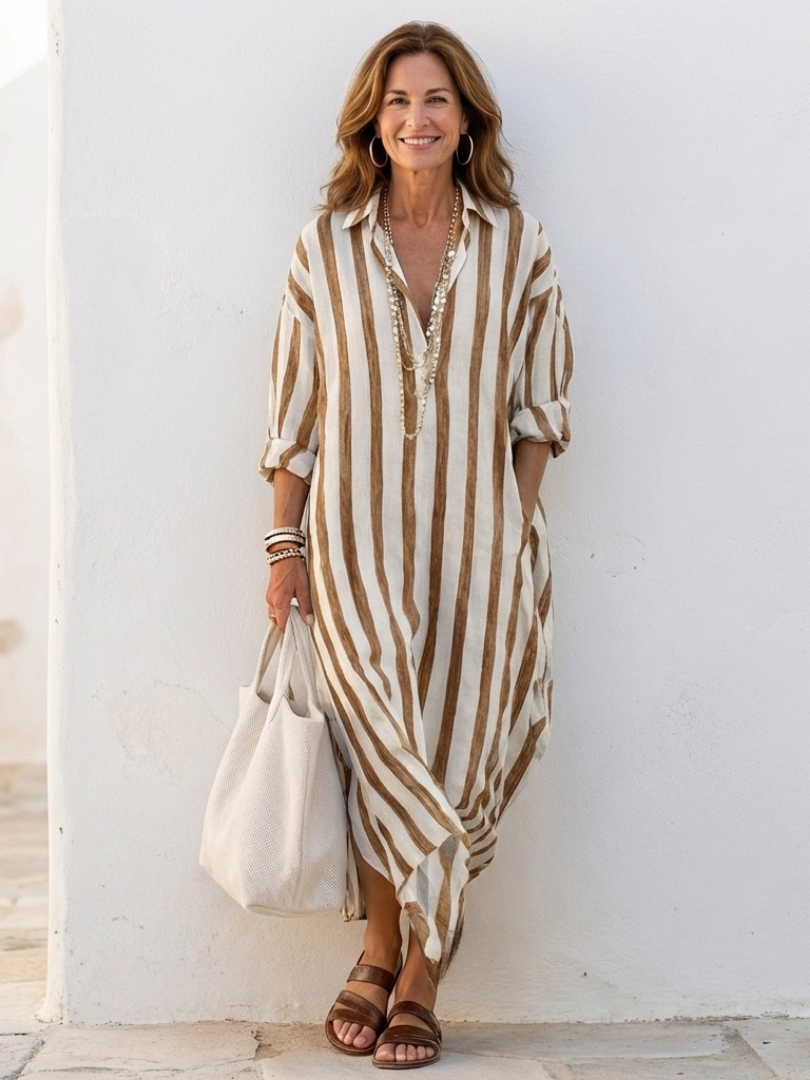 Naomi — Striped Shirt Dress