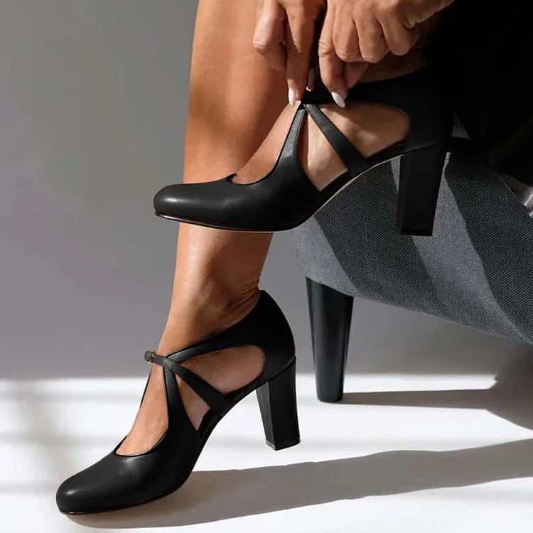 Genuine Leather Comfort Heels