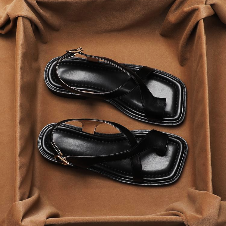 Italian Leather Cross Strap Sandals
