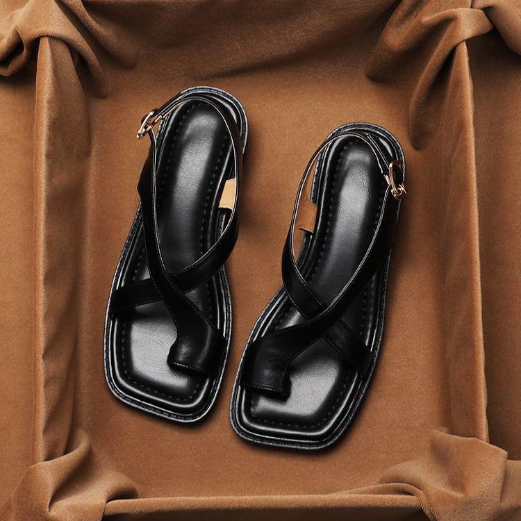 Italian Leather Cross Strap Sandals