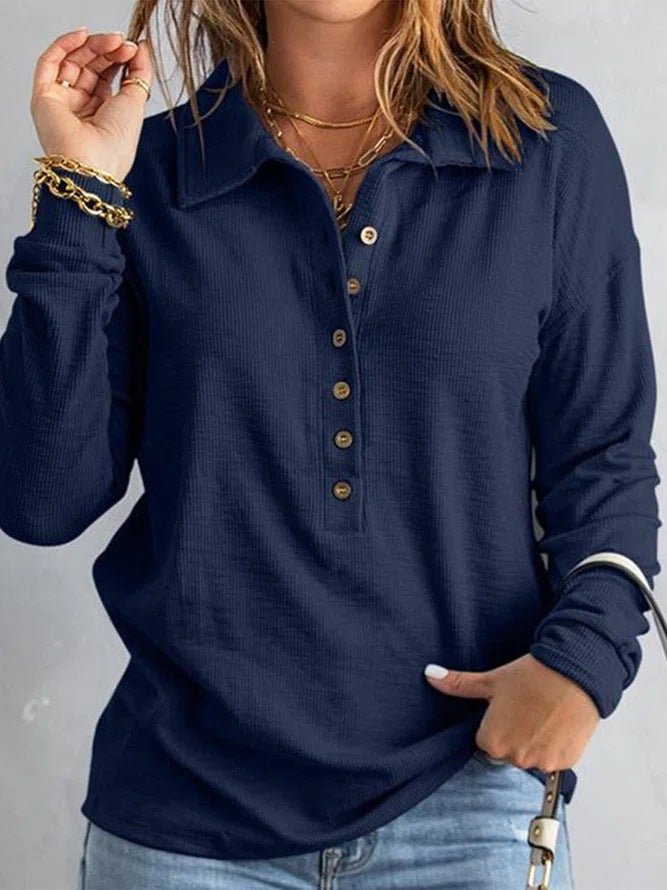 Sabine — Ribbed Buttoned Top