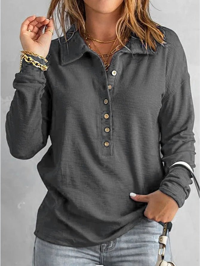 Sabine — Ribbed Buttoned Top
