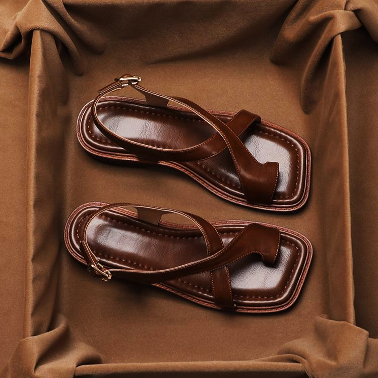 Italian Leather Cross Strap Sandals